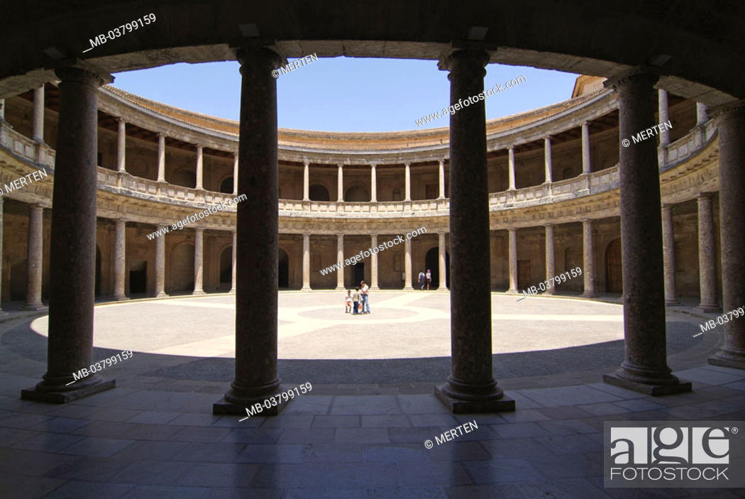 Stock Photo: Spain, Andalusia, grain Ada, Alhambra,  Palacio de of Carlo V, bullring,  Europe, Southern Europe, Iberian peninsula, destination, sight, castle, fortress.
