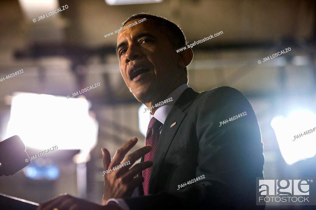 Stock Photo: United States President Barack Obama delivers remarks on the ConnectED Initiative at Buck Lodge Middle School in Adelphi, Maryland, USA, 04 February 2014.