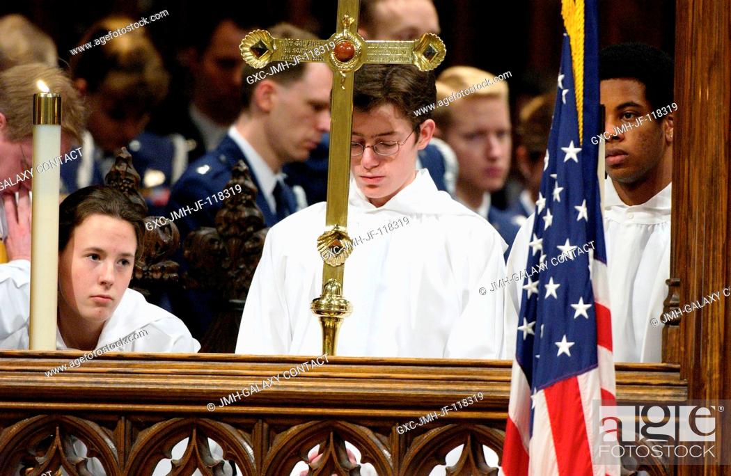 Stock Photo: Altar servers for the Washington National Cathedral are pictured during a special memorial ceremony honoring the Space Shuttle Columbia crewmembers.