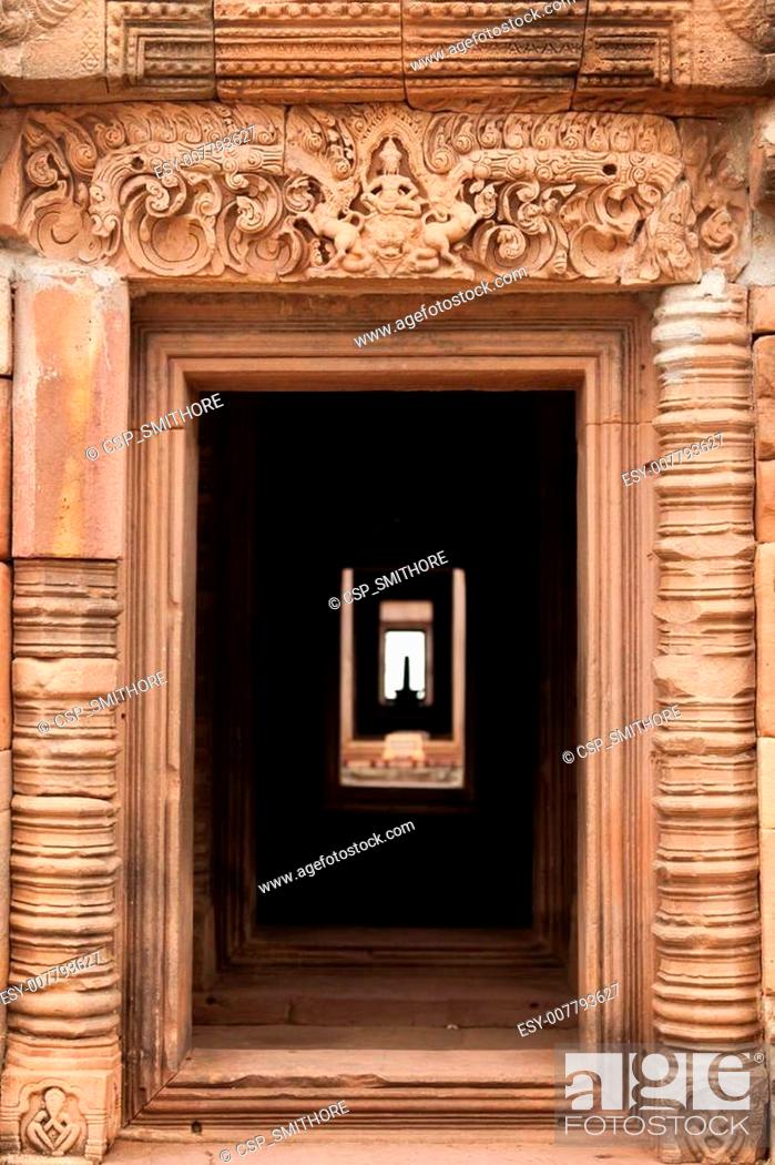 Stock Photo: khmer temple entrance.