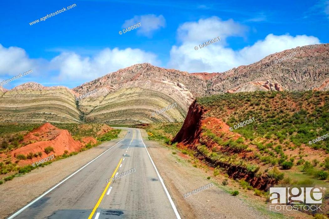 Stock Photo: lost desert road in north Argentina quebrada.
