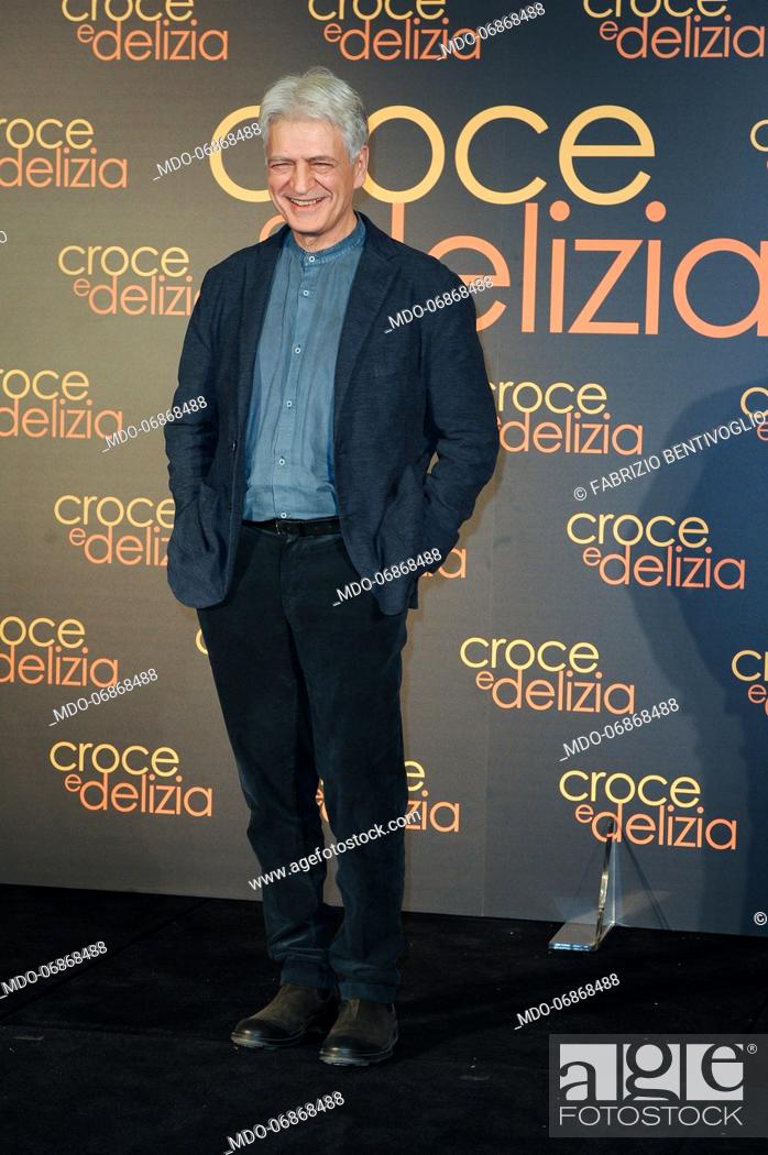 Stock Photo: Italian actor Fabrizio Bentivoglio during Croce e Delizia photocall at the Hotel St.Regis. Rome, February 22th, 2019.