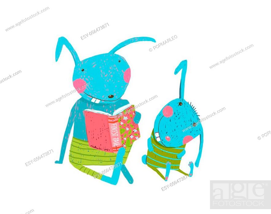 Two funny rabbits animal family studying doing exercise, Stock Vector,  Vector And Low Budget Royalty Free Image. Pic. ESY-056473871 | agefotostock