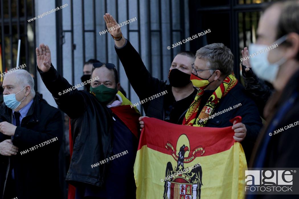 Stock Photo: Madrid, Spain; 22/11/2020.- Tribute to the coup general Francisco Franco on the anniversary of his death on 20/11/1975, the Spanish Catholic Movement party.