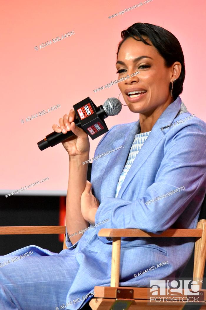Stock Photo: Rosario Dawson hosts Q&A at C2E2 2022 (Chicago Comic and Entertainment Expo) at McCormick Place on Sunday, August 7, 2022 in Chicago, IL.