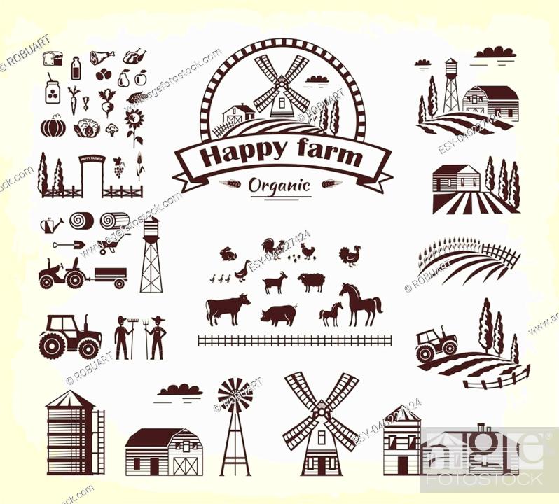 Set of happy farm organic production in cartoon style. Vector illustration  of animal husbandry, Stock Vector, Vector And Low Budget Royalty Free  Image. Pic. ESY-046227424 | agefotostock