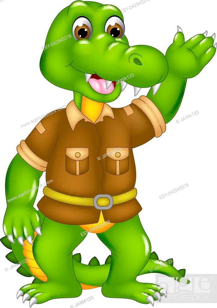 vector illustration of cute crocodile cartoon standing with smile and  waving, Stock Vector, Vector And Low Budget Royalty Free Image. Pic.  ESY-042545378 | agefotostock