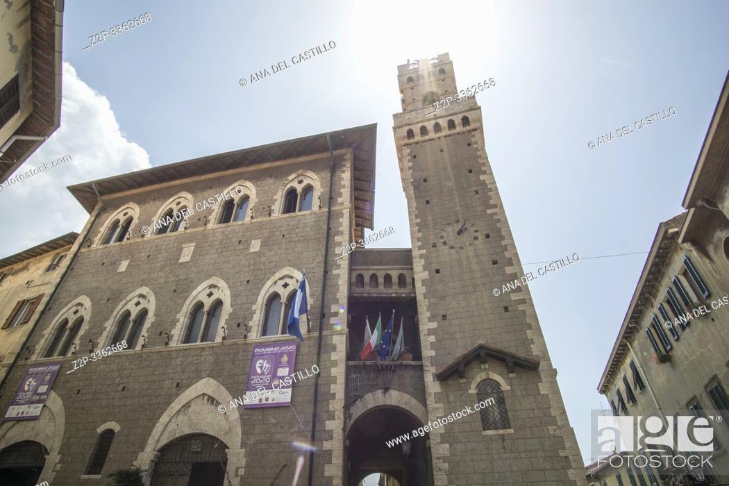 Stock Photo: Piombino in Livorno Tuscany Italy on July 10, 2019. The city hall.