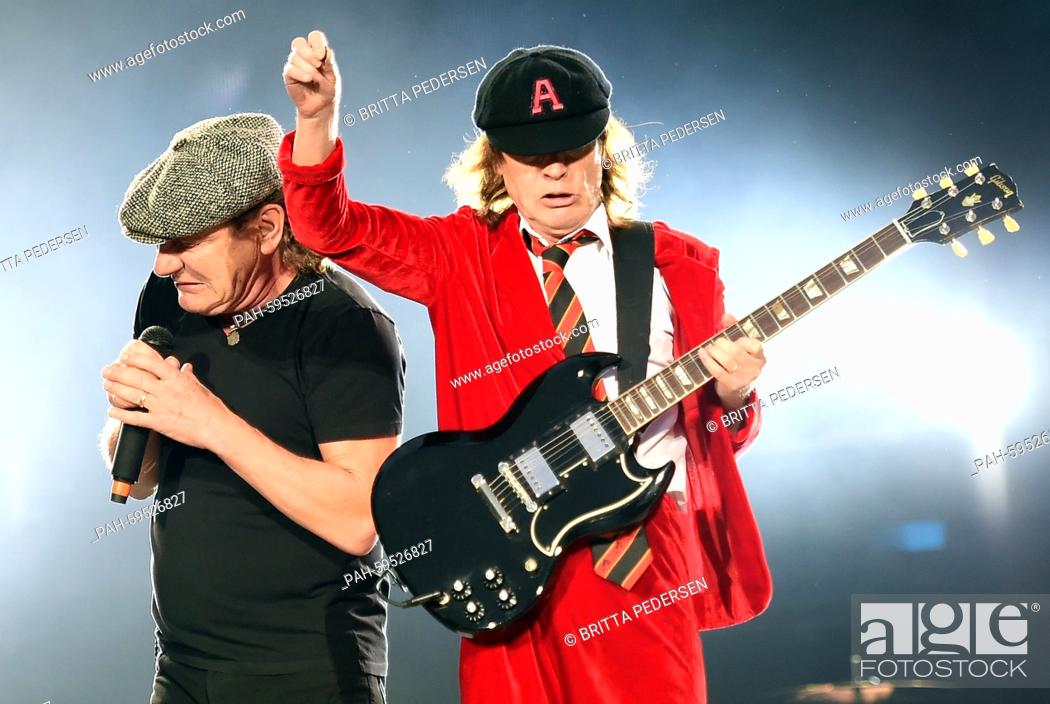 Singer Brian Johnson (L) and Angus Young of Australian rock band AC/DC perform on stage..., Stock Photo, Picture And Rights Managed Image. Pic. PAH-59526827 | agefotostock