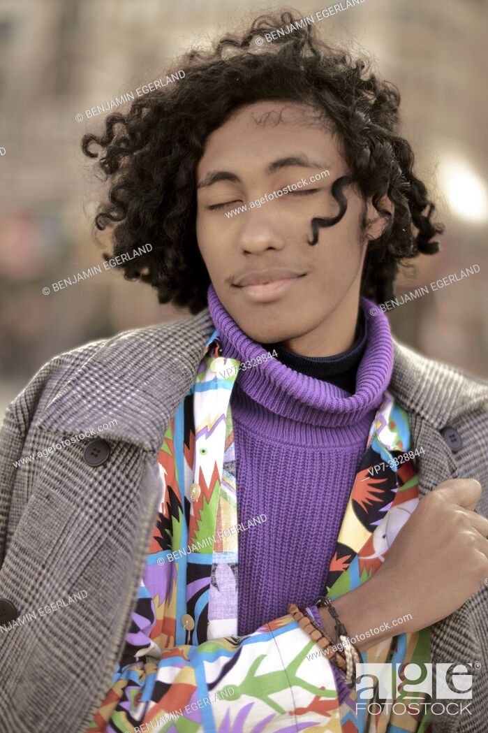 Stock Photo: young fashion model man, in Paris, France.