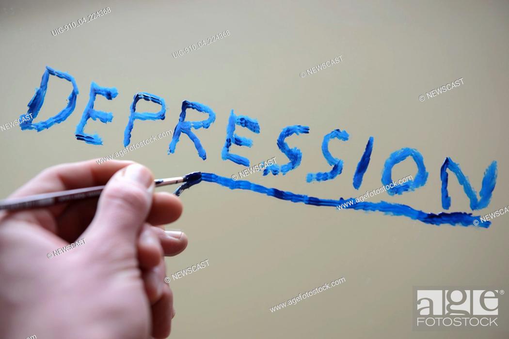 Stock Photo: Depression written on a Mirror.