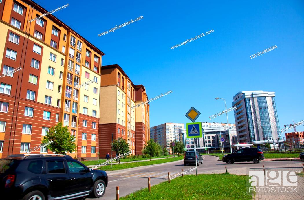 Stock Photo: View of the Artilleriyskaya street in Leningradsky District. Kaliningrad, Russia.