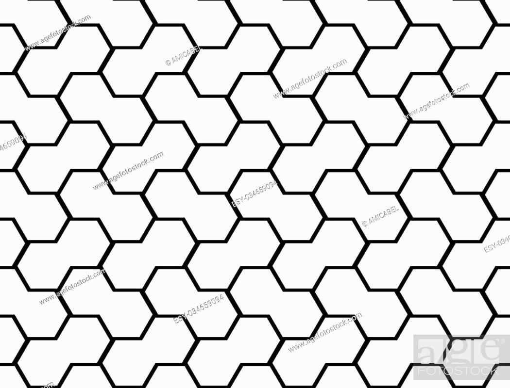 Vector: Design seamless monochrome hexagon geometric pattern. Abstract grid background. Vector art.