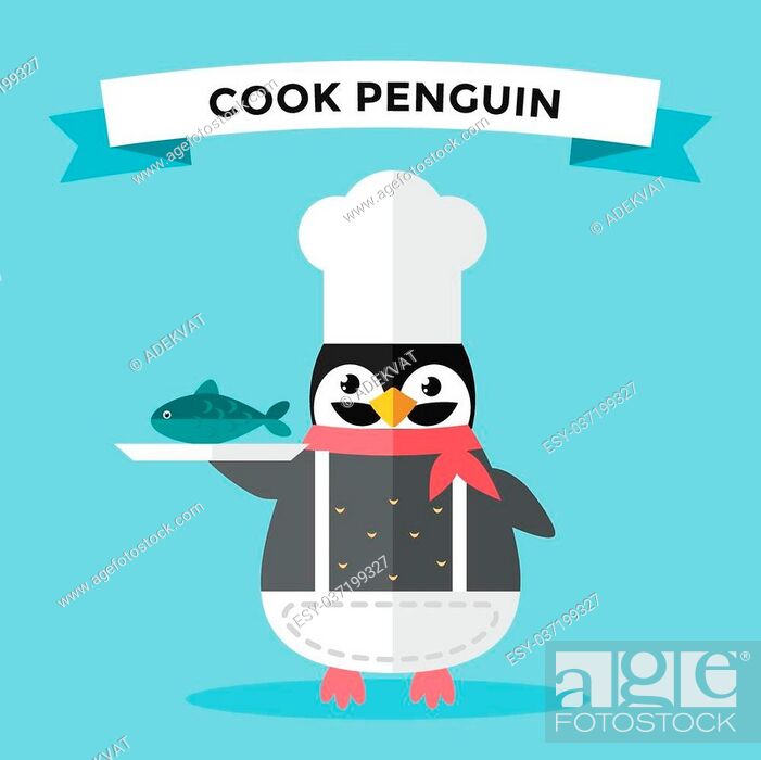 Cartoon penguin character vector illustration. Cartoon funny penguin cook  or chef, Stock Vector, Vector And Low Budget Royalty Free Image. Pic.  ESY-037199327 | agefotostock