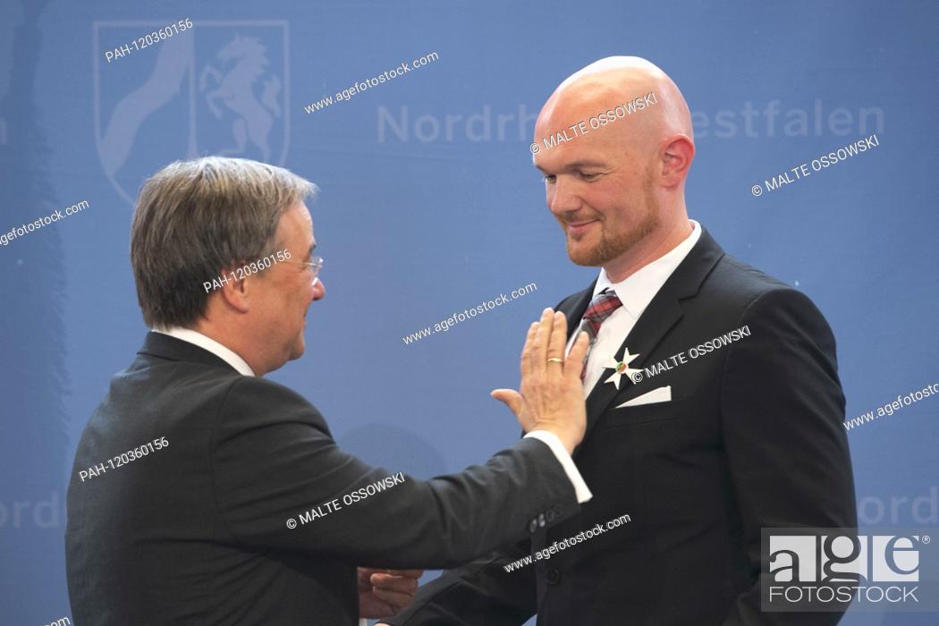 Stock Photo: Prime Minister Armin LASCHET honors astronaut Alexander GERST, Prime Minister Armin Laschet honors 19 citizens of North Rhine-Westphalia for their outstanding.