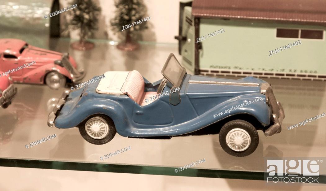 Stock Photo: Vintage toy car, isolated, selective focus - Toys from the past.