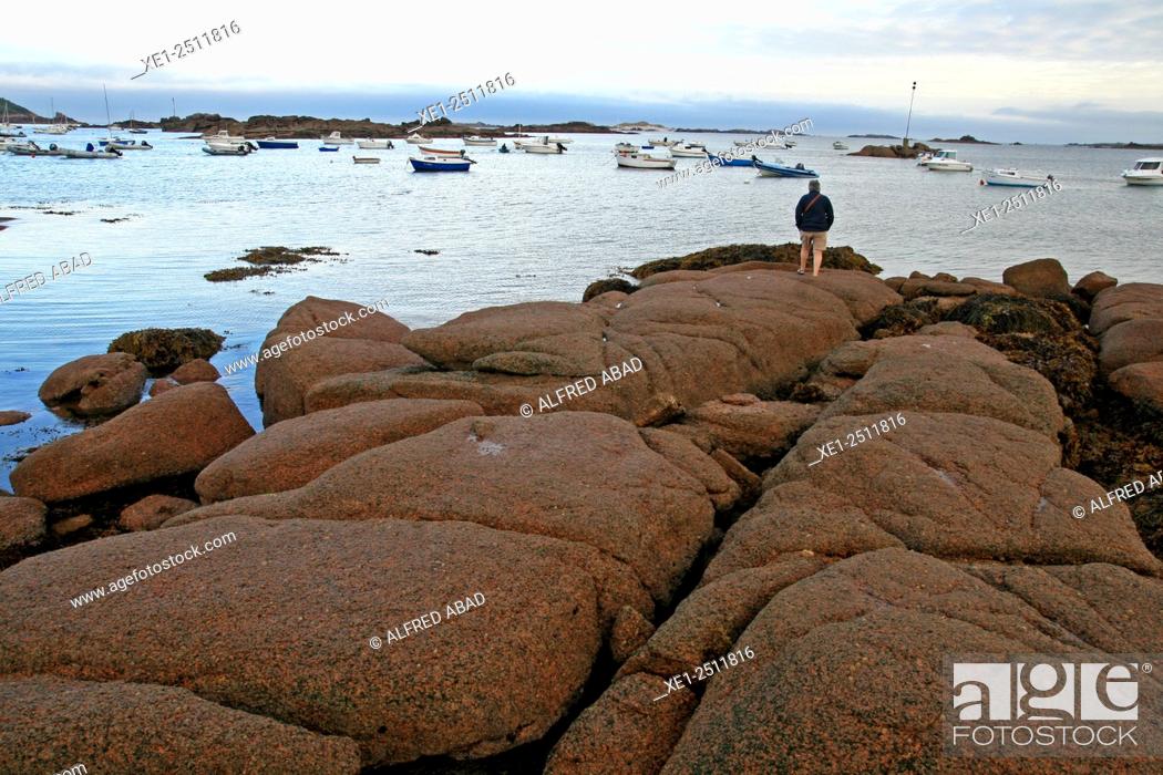 Stock Photo: Pink Granite Coast, Brittany, France.