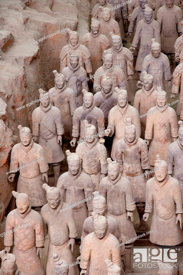 Stock Photo: warriors, person, terracotta, detal, china, people.