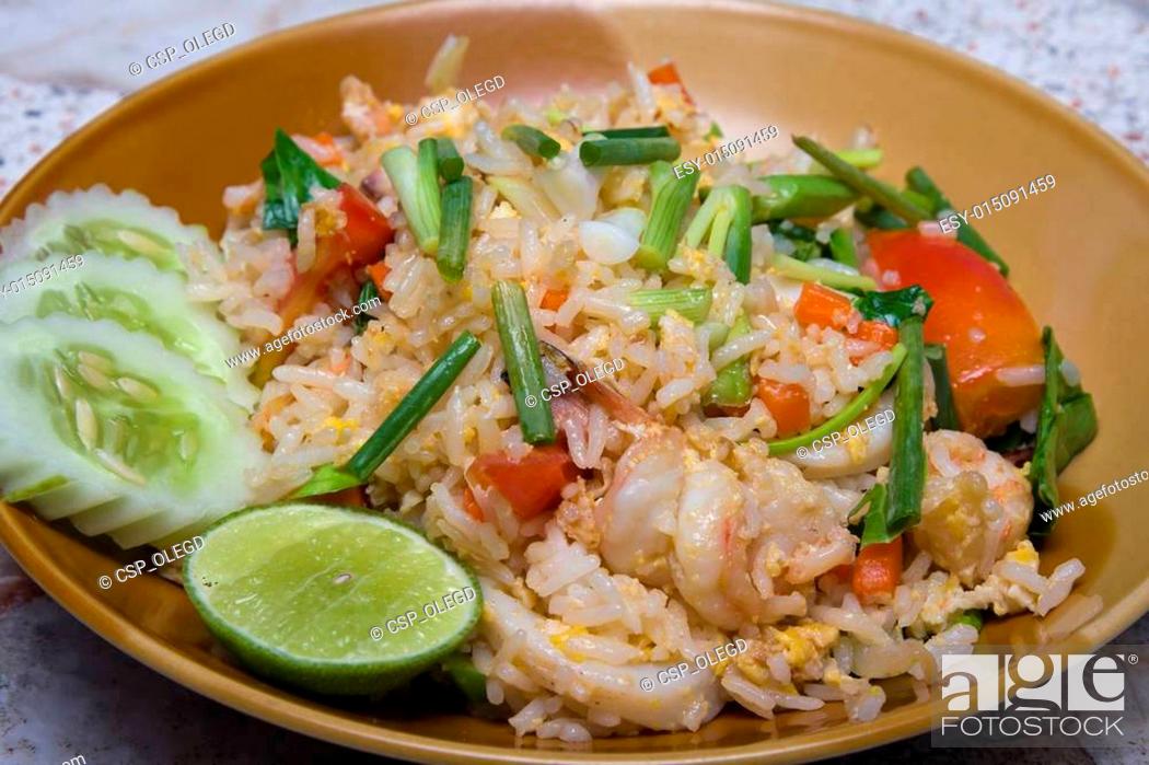 Stock Photo: Rice with seafood.