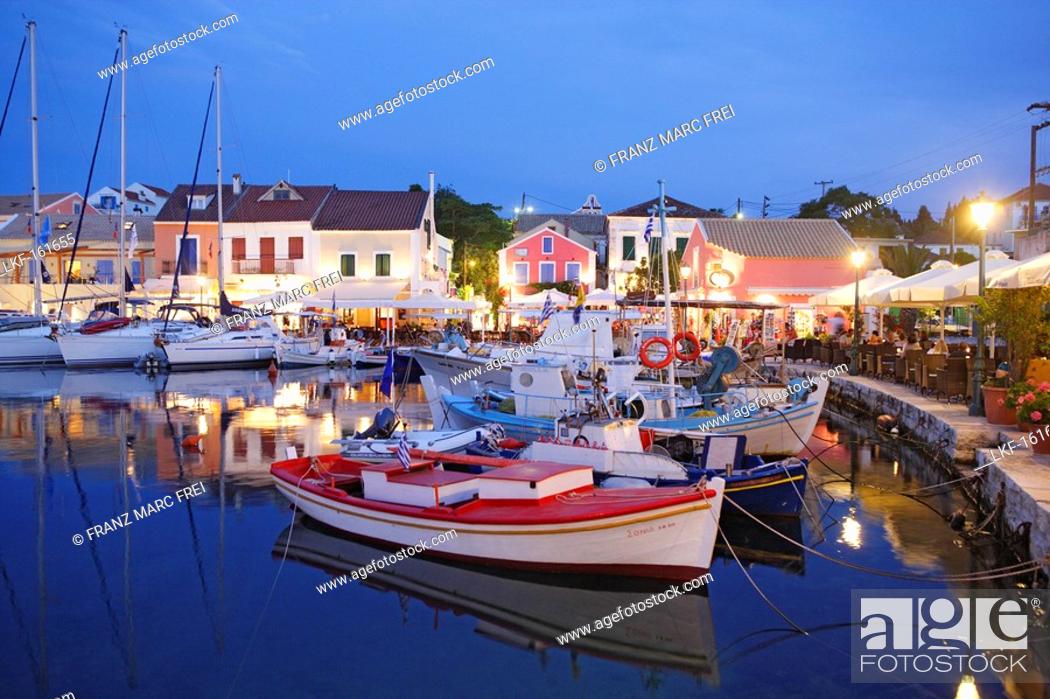Stock Photo: Fiskardo harbour in the evening, Cephalonia Island, Ionian Islands, Greece.