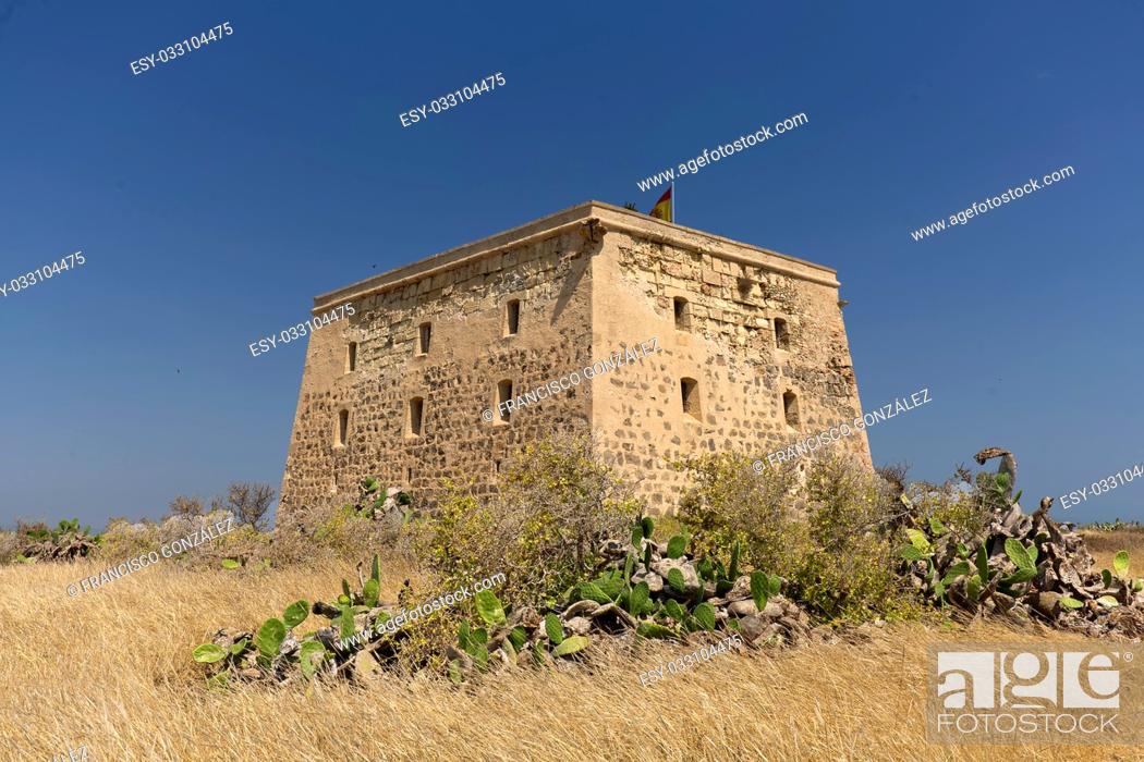 Stock Photo: Tower of San José in the Island of Tabarca, province of Alicante, Spain.