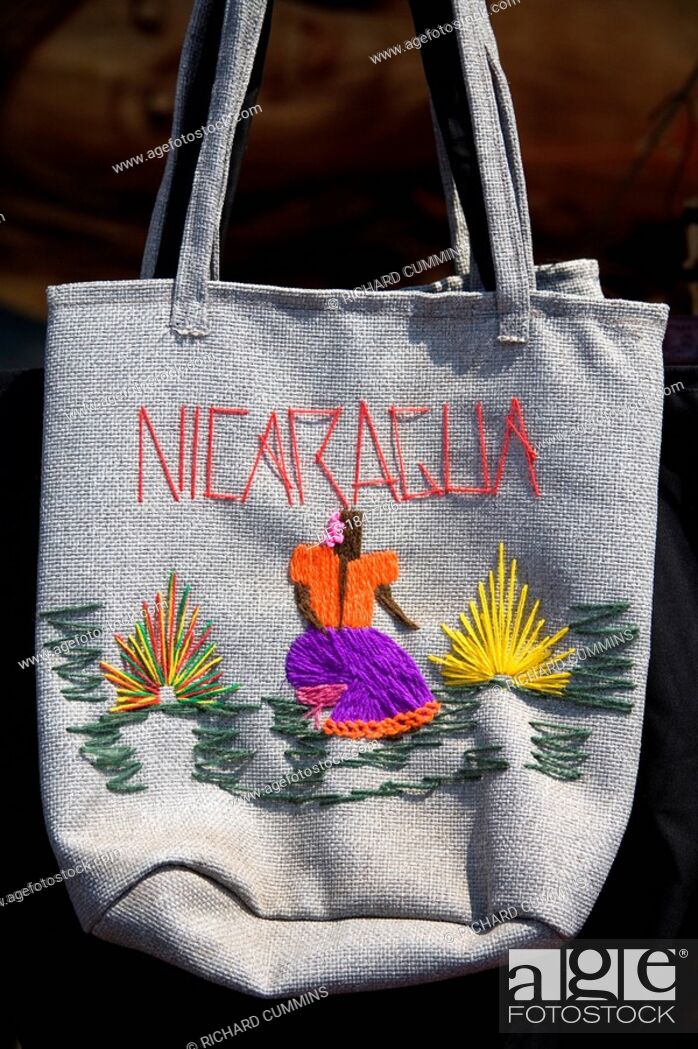 Stock Photo: Puerto Corinto, Chinandega, Nicaragua, Central America, Close-up of bag in craft market.