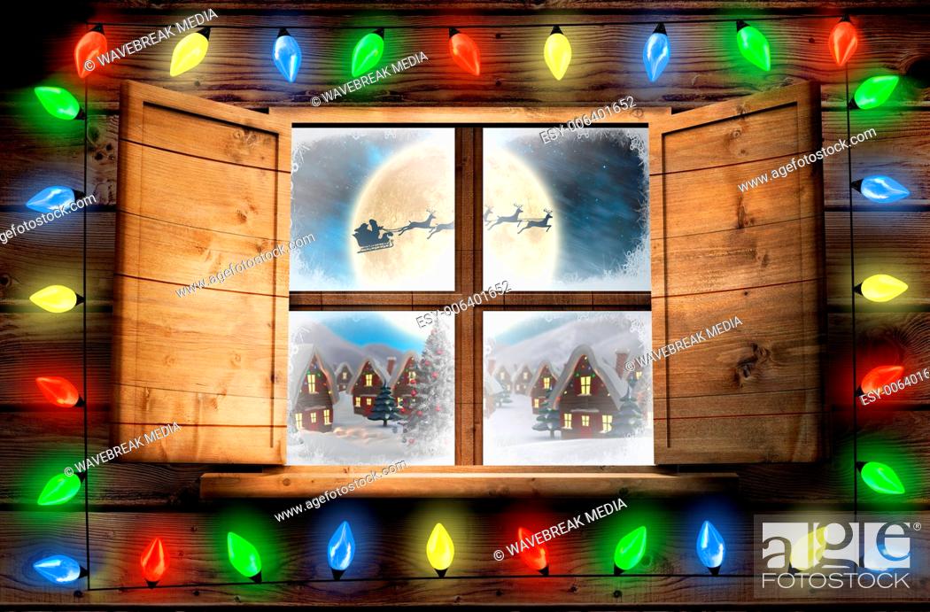 Stock Photo: Composite image of decorative lights hanging in a shape.