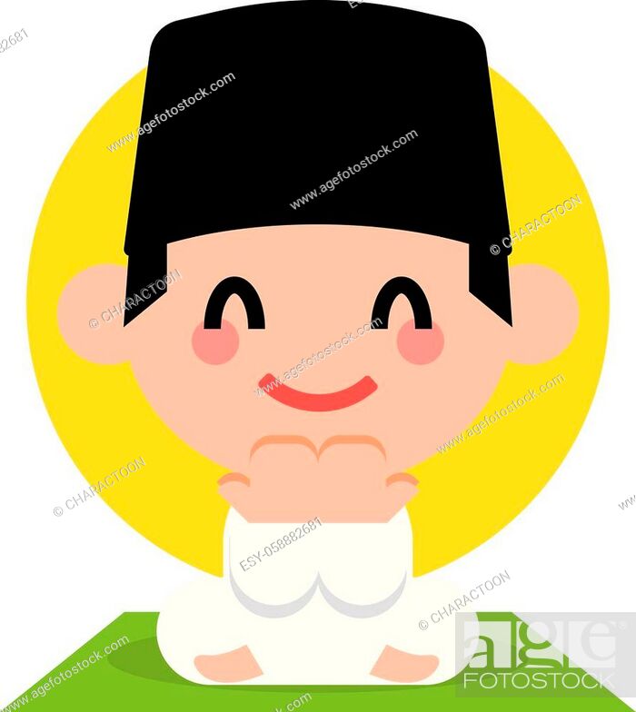Cute muslim kid praying in ramadan. Muslim cartoon character wearing  Songkok and praying, Stock Vector, Vector And Low Budget Royalty Free  Image. Pic. ESY-058882681 | agefotostock