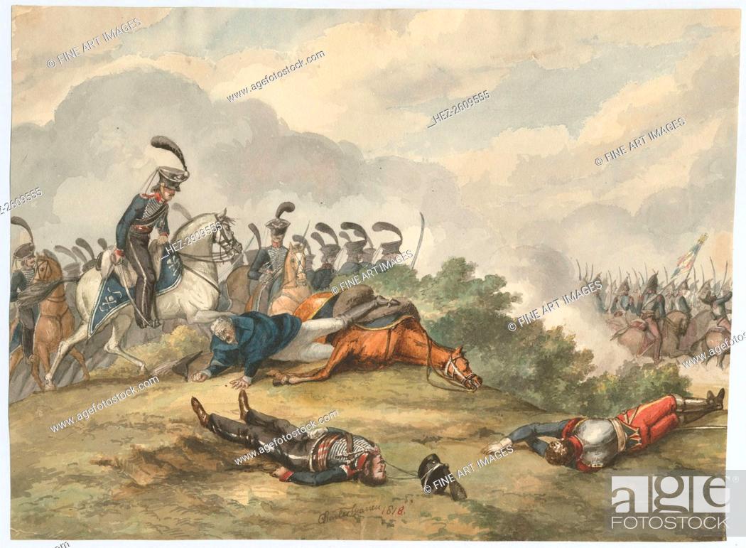 Stock Photo: Marshal Blücher at the Battle of Ligny on 16 June 1815, 1818. Artist: Warren, Charles Turner (1762-1823).