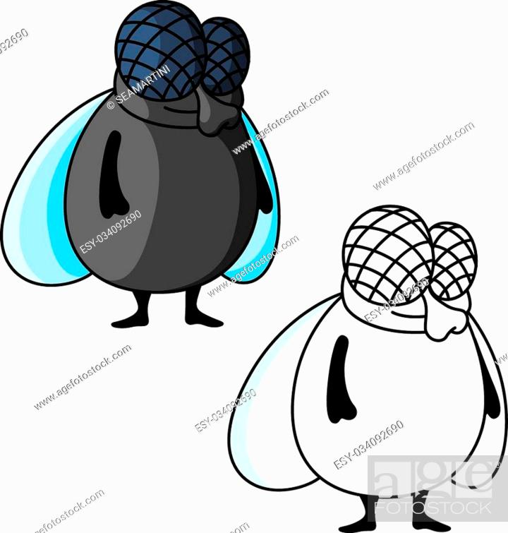 Funny fat fly cartoon character with big compound eyes and shy smile, Stock  Vector, Vector And Low Budget Royalty Free Image. Pic. ESY-034092690 |  agefotostock