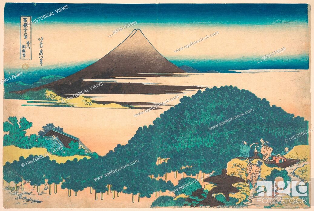 Stock Photo: Cushion Pine at Aoyama (Aoyama enza no matsu), from the series Thirty-six Views of Mount Fuji (Fugaku sanjurokkei). Artist: Katsushika Hokusai (Japanese.