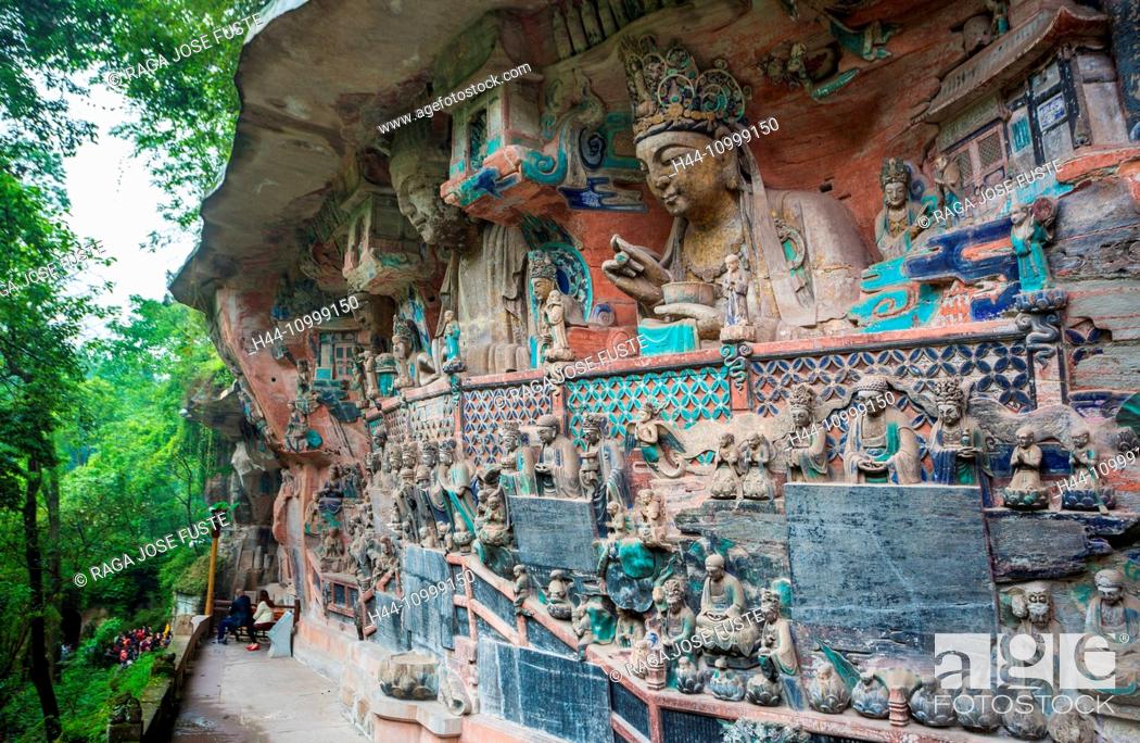 Stock Photo: China, Chongqing province, Dazu Buddhist Caves, world heritage,.