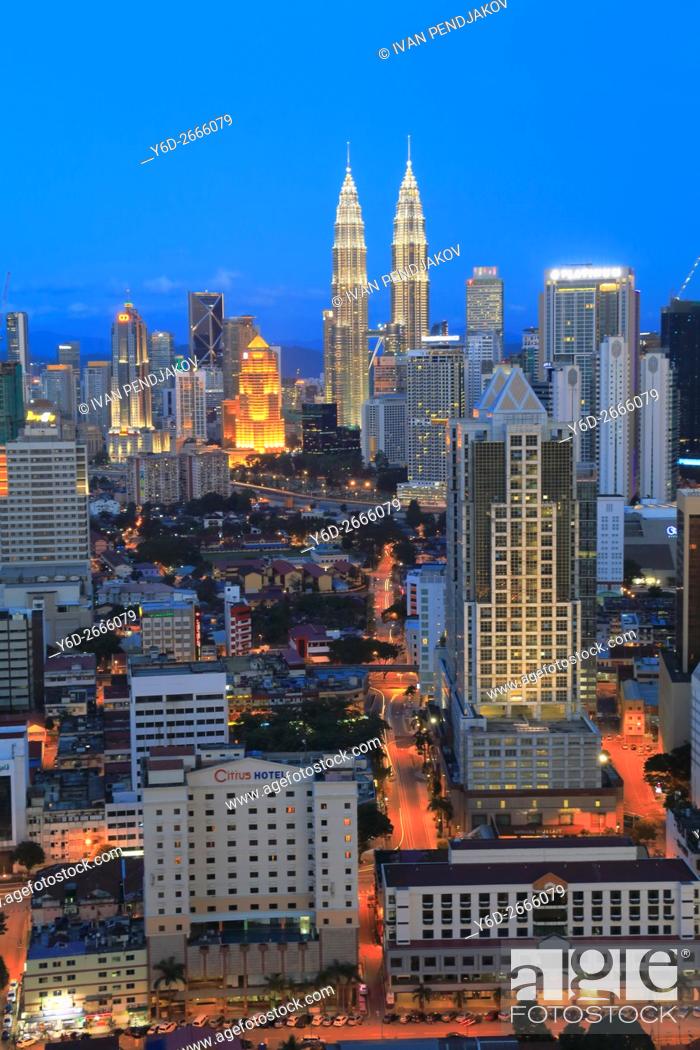 Stock Photo: Kuala Lumpur at Dusk, Malaysia.