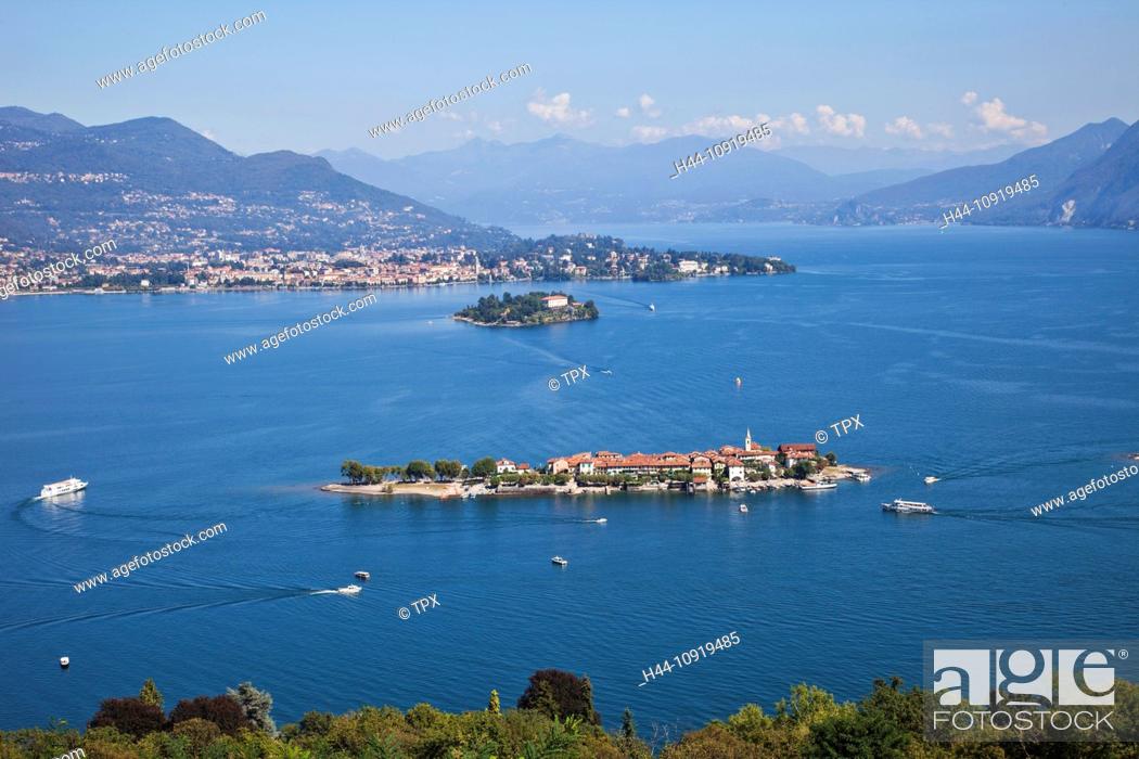 Stock Photo: Europe, Italy, Piedmont, Piemonte, Lake Maggiore, Lago Maggiore, Stresa, Isola Superiore, Isola Pescatore, Alps, Tourism, Travel, Holiday, Vacation.