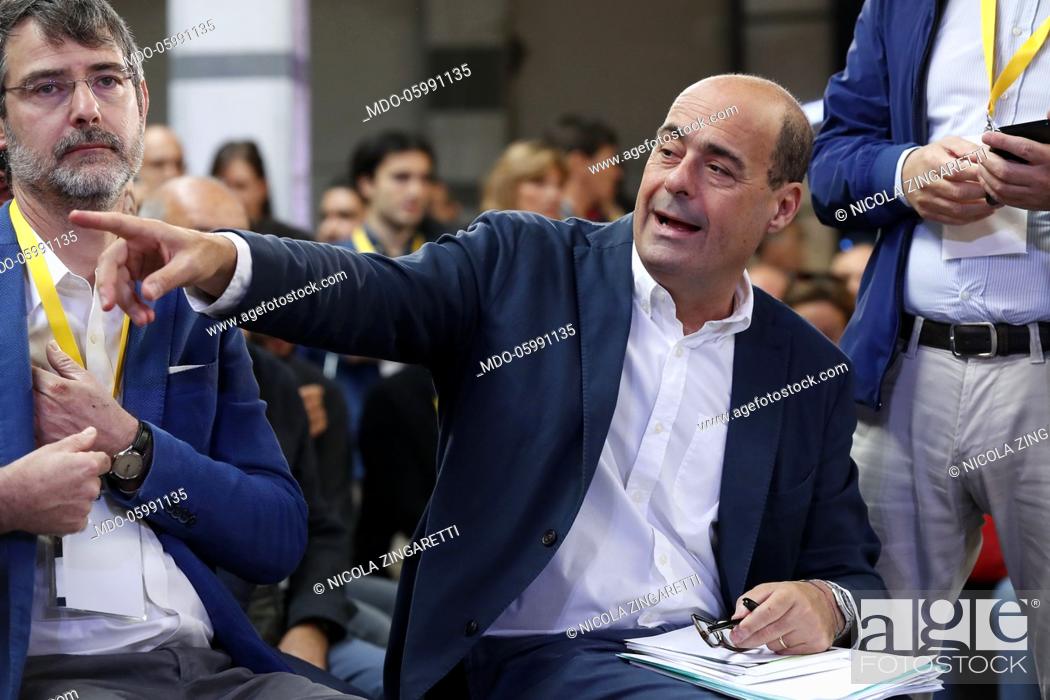 Stock Photo: Convention at Piazza Grande' Ex Dogana of the President of the Lazio Region and candidate for the secretariat of the Democratic Party, Nicola Zingaretti.