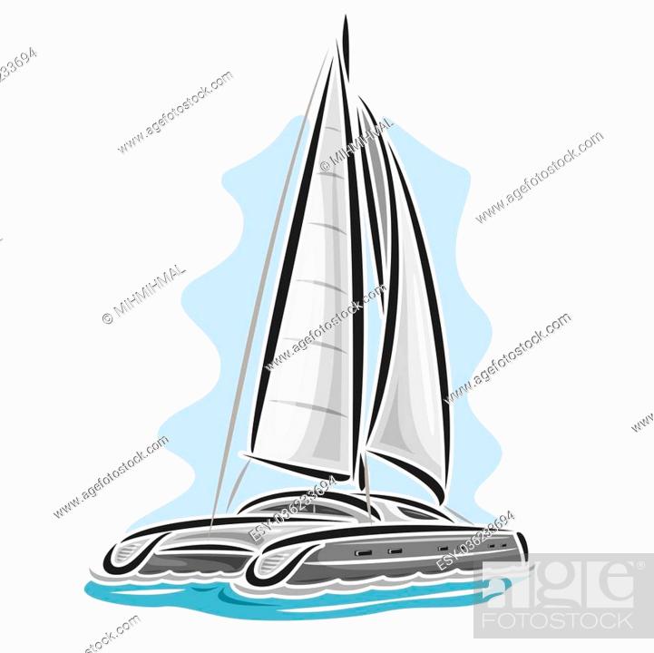 Vector logo sailing catamaran, sailboat, sailer, sloop, ship, sail boat,  floating blue sea, ocean, Stock Vector, Vector And Low Budget Royalty Free  Image. Pic. ESY-036233694 | agefotostock