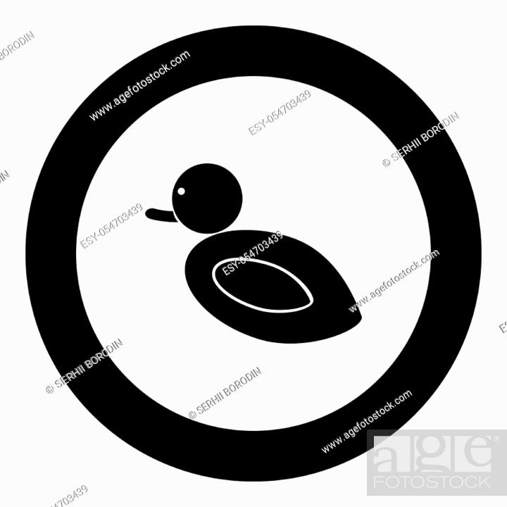 Stock Vector: Duck icon black color in circle vector illustration isolated.