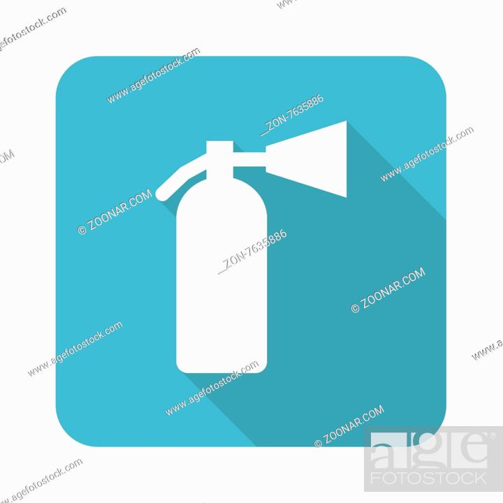 Stock Photo: Vector square icon with image of extinguisher, isolated on white.
