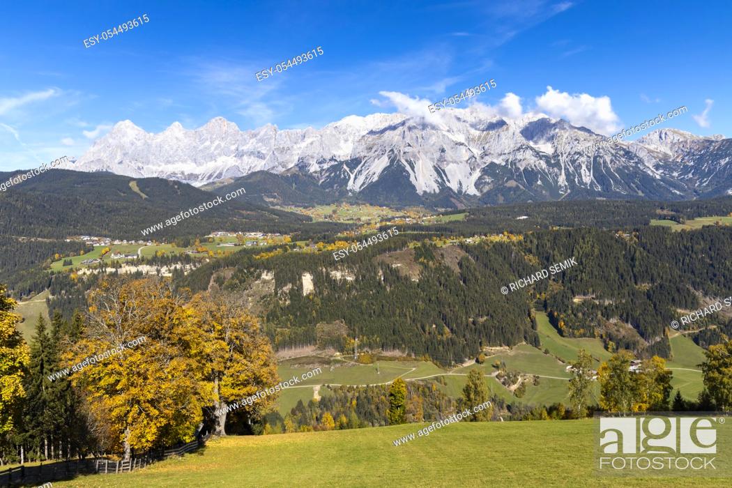 Stock Photo: autumn view of Dachstein massif in Austria.