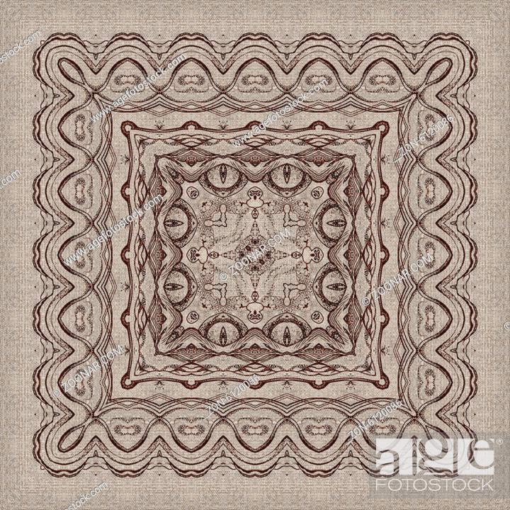 Stock Photo: Seamless artistic background, abstract graphic pattern on vintage linen canvas.