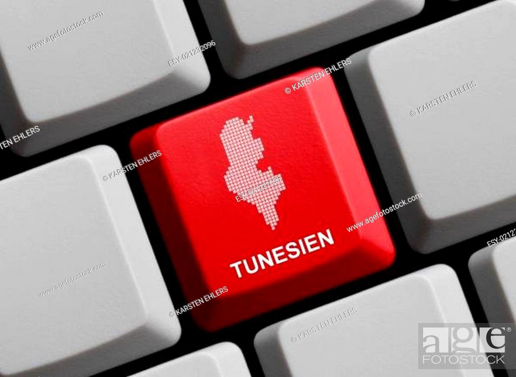 Stock Photo: Tunesien - Umriss auf Tastatur.