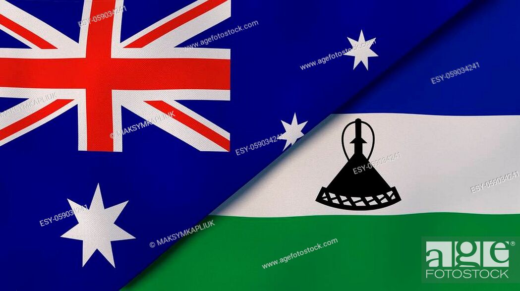 Photo de stock: Two states flags of Australia and Lesotho. High quality business background. 3d illustration.