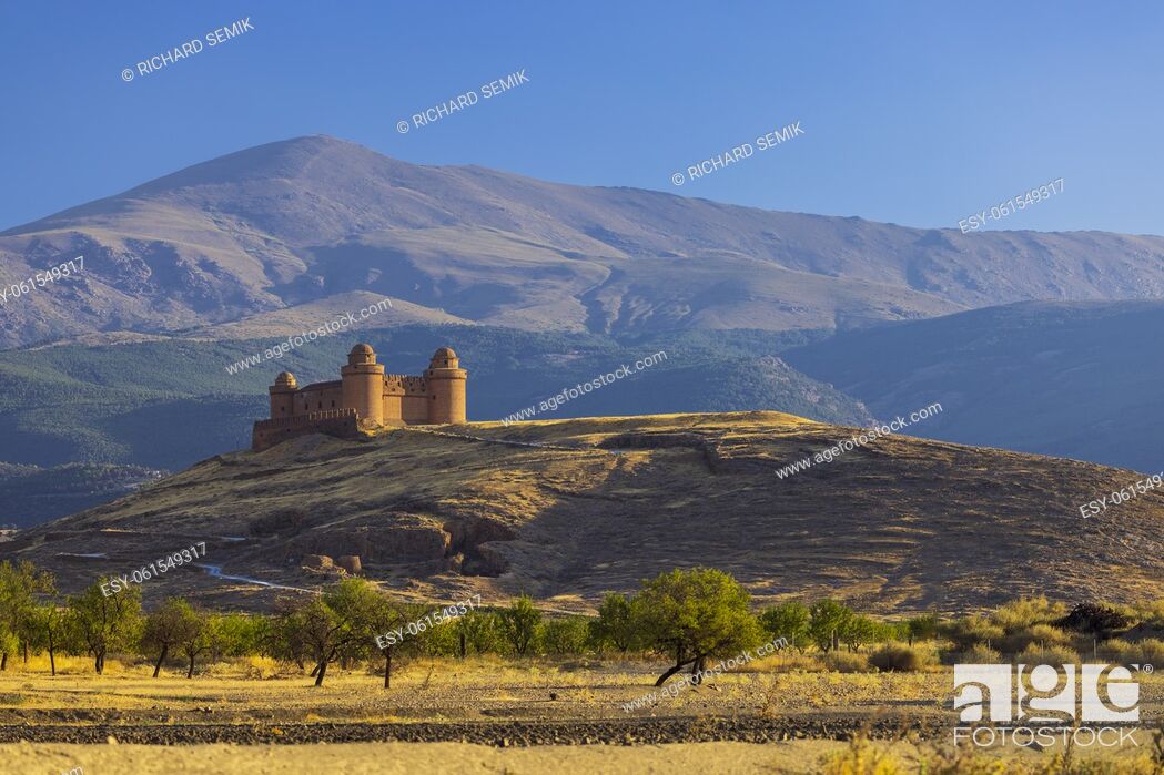 Stock Photo: La Calahorra castle with Sierra Nevada, Andalusia, Spain.