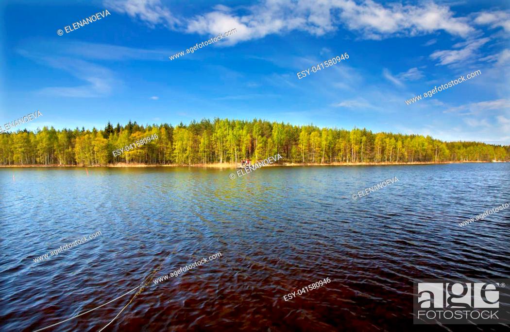 Stock Photo: Beautiful lake in the national park Repovesi, Finland, South Karelia.