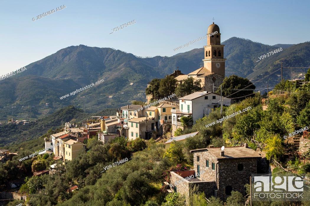 Stock Photo: View of Legnaro, Levanto. Cinque Terre. Genoa. Mediterranean Sea. Liguria, Italy Europe.