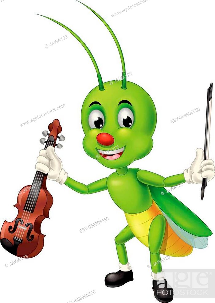 Funny Green Grasshopper Hold Brown Violin on Its Hand With Smiley Face  Cartoon for your design, Stock Vector, Vector And Low Budget Royalty Free  Image. Pic. ESY-058906550 | agefotostock