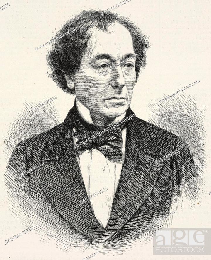 Stock Photo: Portrait of Benjamin Disraeli (1804-1881), English politician, engraving from L'Illustration, Journal Universel, No 1312, April 18, 1868.