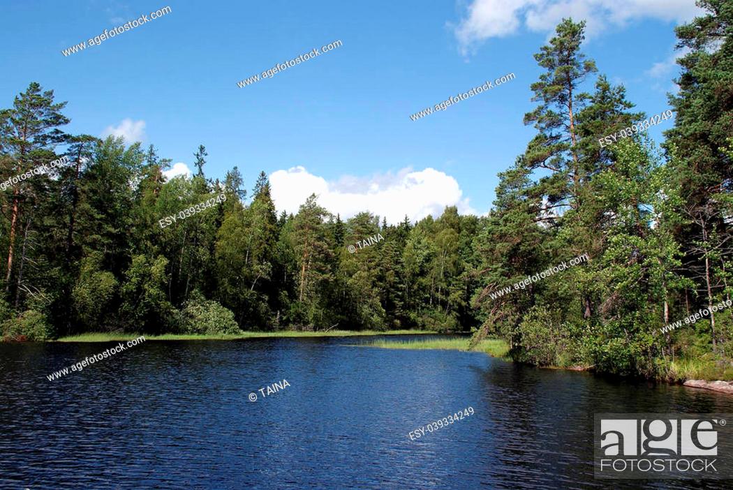 Stock Photo: SahajÃ¤rvi Lake in Teijo, South of Finland, on a sunny day in July.