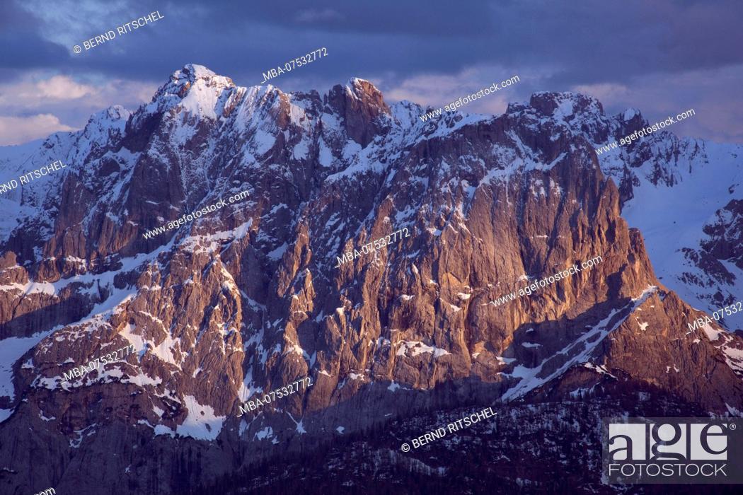 Stock Photo: View of Laserz Face from the north, Lienz Dolomites, East Tyrol, Austria.