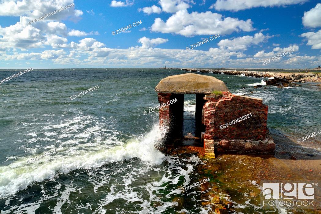 Stock Photo: Remains of the old German West fort. Baltic Spit, Kaliningrad region, Russia.